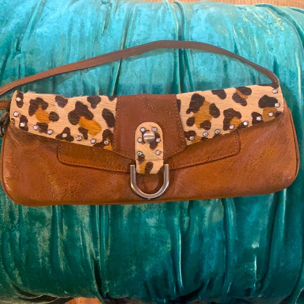 GUESS Leather + Leopard Clutch